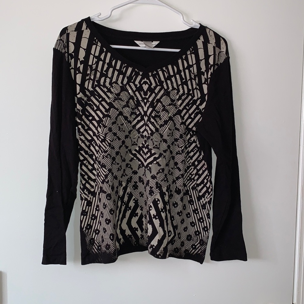 Semi beaded Black and Tan long sleeve.